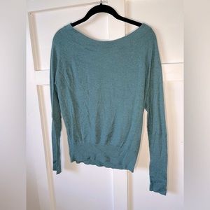 Like, love women’s small off the shoulder teal sweater thin sleeves comfy fit